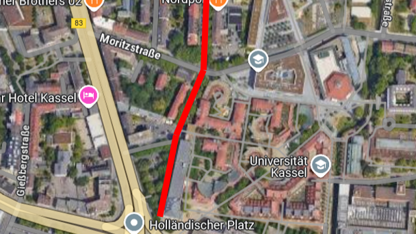 Das Bild zeigt eine Karte von oben mit dem geplanten Radweg